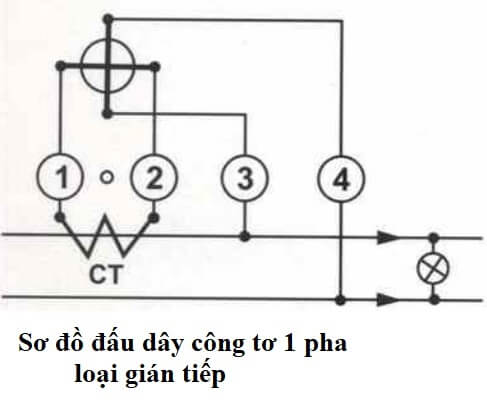 sơ đồ đấu dây công tơ điện 1 pha qua biến dòng