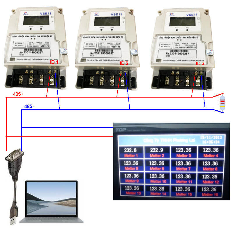 sơ đồ nối dây công tơ vse11 đo xa