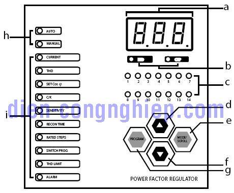 Nút điều khiển PFR96 Sơ đồ đầu dây bộ điều khiển tụ bù Mikro
